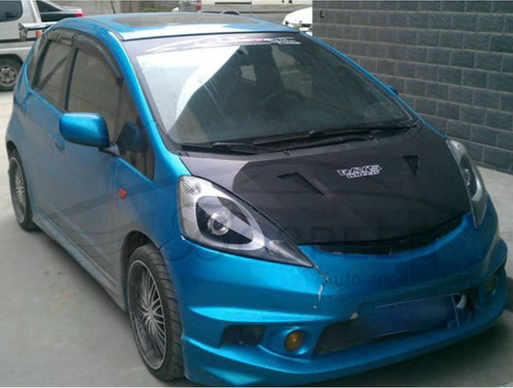 углеродного волокна капот Mugen стиль для Honda Jazz Fit 2009 2011