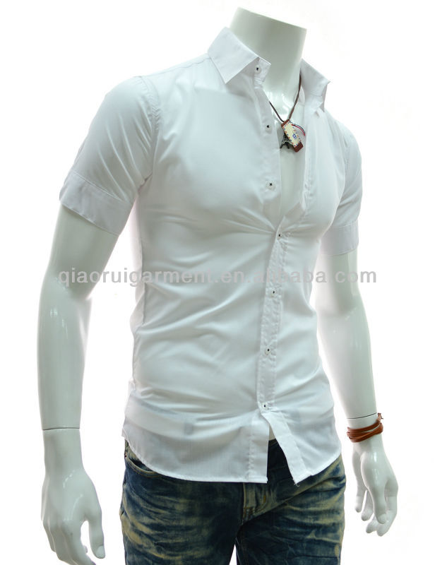 mens slim fit casual white shirt