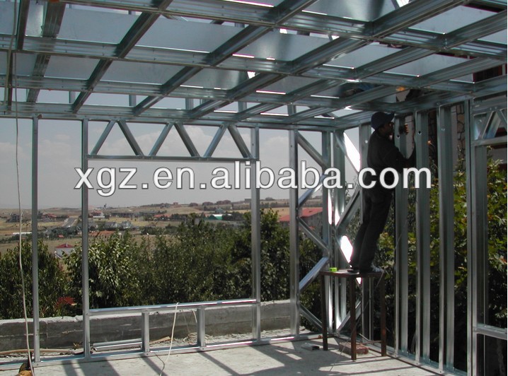 Hipped roof low cost steel structure prefabricated house