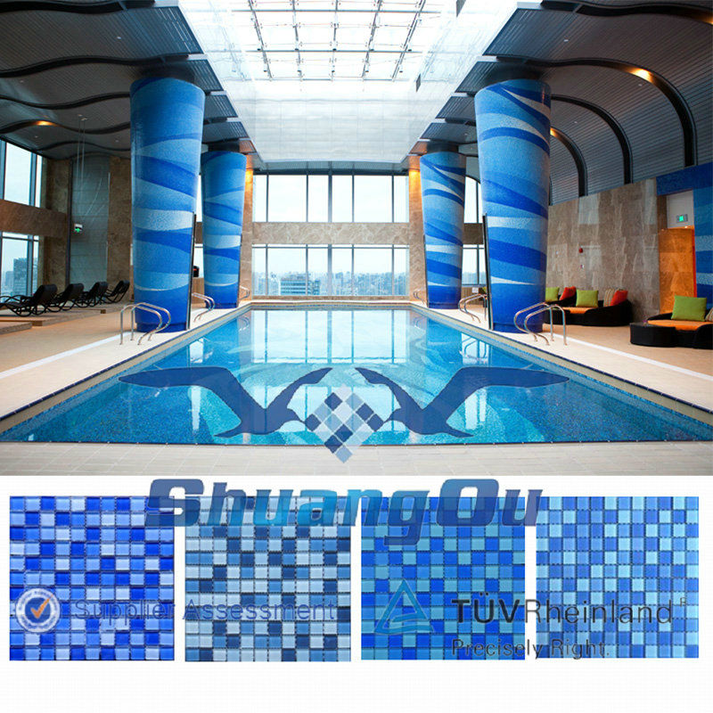 Mosaico de vidrio ver weißSchwimmbad piscina sauna pared cocina WC68-4OP11_f10 esteras