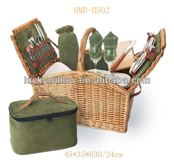 accesorios 11 pzas. Anndora cesta de picnic 2 personas cesta de mimbre con nevera 