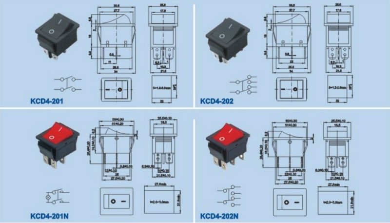 Kcd4-201 Dpst Rocker Switch - Buy Kdc4 Rocker Switch,Lamp Rocker Switch