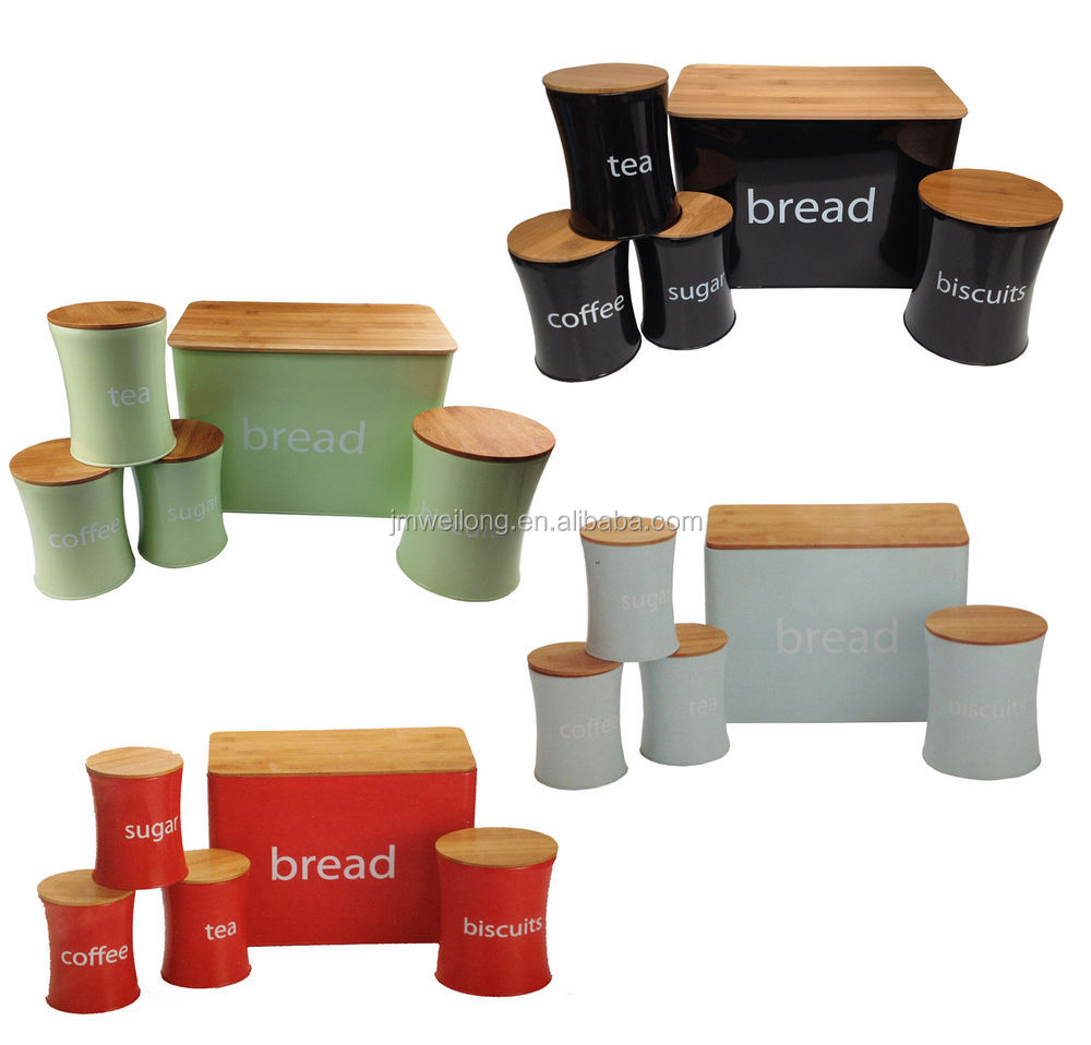 Black Enamel Tea Coffee And Sugar Canister Tins Kitchen Storage Containers Set
