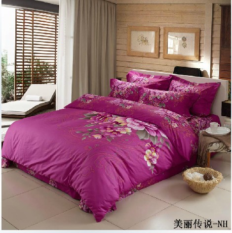 S Bedding Sets Purple Lily Flowers Queen Quilt Duvet Covers Bedspreads Queen Purple On Cotton Bedding Quilt Doona Duvet Covers Sets 4pc Leaves