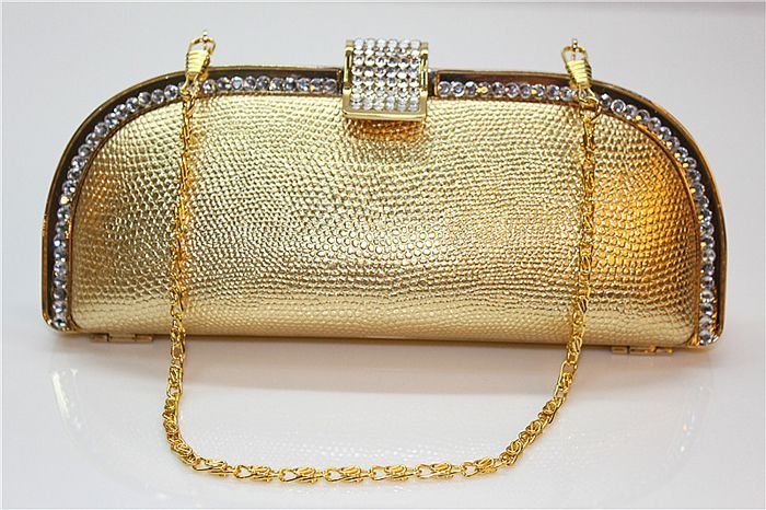 2018 Shinny Elegant Evening Clutch Mini Party Bag Bride Wedding Gold Shiny Crystal Party Bag Handcraft Dress Clutch Purse Bride Wedding Handbag Evening Bags Money 1pcs Free Shipping